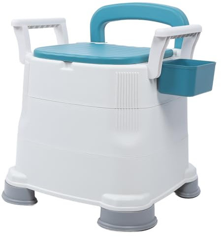 Pongnas Sedia Toilette Portatile per Comodino Comodino con Altezza, Braccioli Larghi e Facile Progettare per gli Anziani (Anello di seduta morbido)