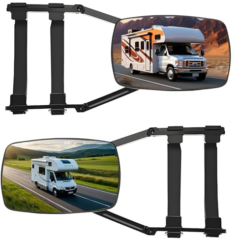Espejos para caravanas, 2 unidades de espejos universales para caravanas, ajustables en 360°, ensanchamiento de espejos para caravanas, espejos exteriores para caravanas