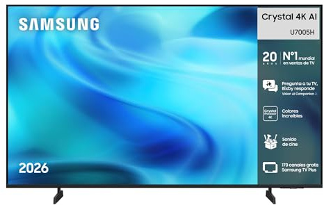 Samsung TV 65 Pulgadas Crystal UHD U7005H 4K Smart TV con Vision AI Companion, Crystal Processor 4K, Dynamic Sound Pack TV Plus, Cine y Series