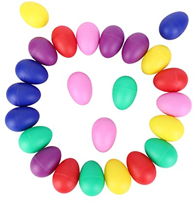 NONDK 24 Pieces Egg Shaker Set Easter Eggs Maracas Eggs Musical Eggs Plastic Eggs For Easter Party Favours Party Supplies Musical Toys, 6 Colors