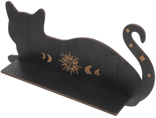 UPKOCH Mensola da Parete in Legno a Forma di Gatto Nera, Mensola Galleggiante Resistente e Duratura, per Bagno e Ufficio Design Semplice