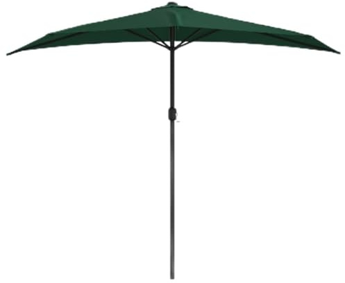 HETFTJN Ombrellone da balcone, 270 x 144 cm, semicircolare, salvaspazio, con robusto palo in alluminio e manovella, per balcone, parete e terrazza, colore sabbia, palo da 38 mm, verde, 270 x 144 x 222