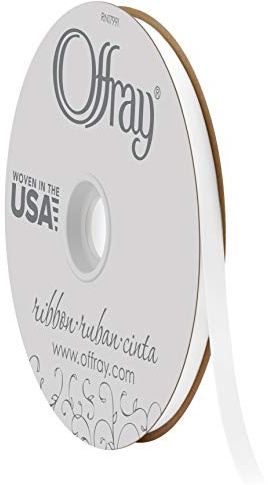Offray 3/8 Wide Double Face Satin Ribbon, 100 Yards, White
