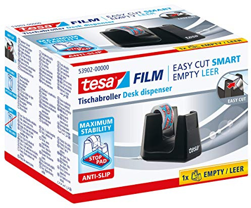 tesa® Dispenser da scrivania SMART 33m, Vuoto, Nero