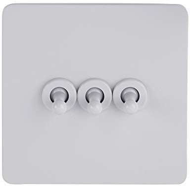 Schneider Electric Ultimate - Placa plana sin tornillos, interruptor de luz de 2 vías, 3 interruptores, 16AX, GU1432TPW, pintado en blanco