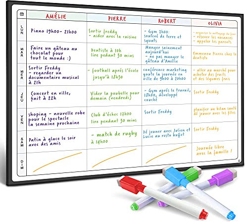 Smart Panda A3 Tableau Planificateur - Grand Calendrier Magnétique, Idéal pour des Examens, Repas ou Tâches Ménagères - Tableau pour Frigo - Hebdomadaire - en Français