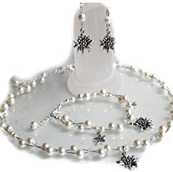 Trachtenschmuck Set in creme-weiß