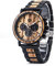 Kim Johanson Herren Holz-Edelstahl Armbanduhr *Military* in Hellbraun Chronograph mit Stoppuhr & einem Gliederarmband Handgefertigt Quarz Analog Uhr inkl. Geschenkbox