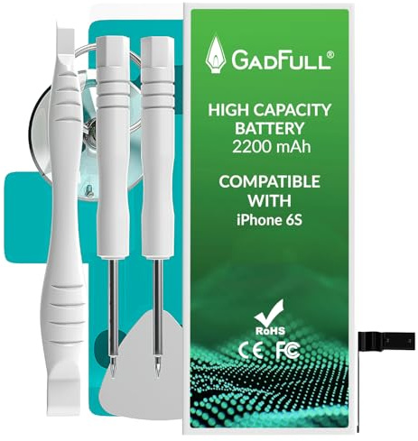 GadFull Batterie Haute capacité Compatible avec iPhone 6S | 2026 Date de Production | Kit d'outillage Manuel et Set de réparation Profi | Batterie de téléphone Portable supplémentaire