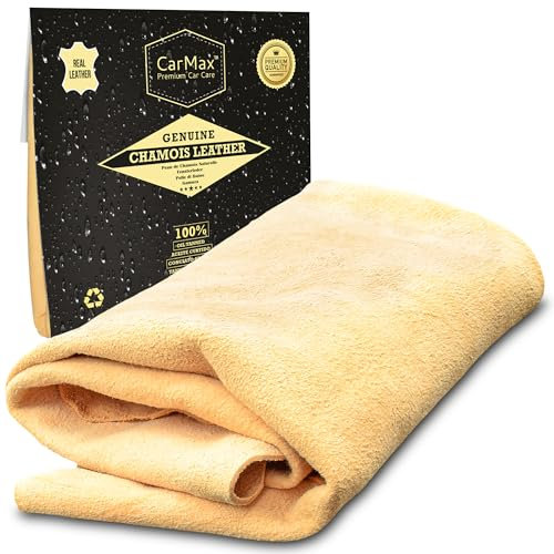 CarMax® English Premium Grade Natural Chamois Leather - Large - Perfect for drying off the whole car, glass, mirrors, inside and out, super soft and highly absorbent, Made in the UK