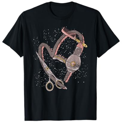 Schere Kamm Herz Barbier Geschenk Friseur T-Shirt