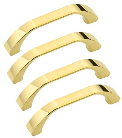 BOZONLI Griffe für Küchenschränke 4 Stück Zinklegierung Möbelgriffe Schrankgriffe Golden (Bohrlochabst 64mm)