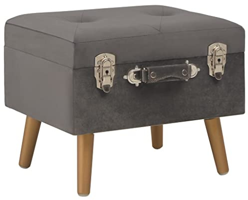 vidaXL Hocker mit Stauraum Sitztruhe Polsterhocker Sitzhocker Sitzbank Aufbewahrungsbox Truhe Truhenbank Ottomane Fußhocker Schemel 40cm Grau Samt