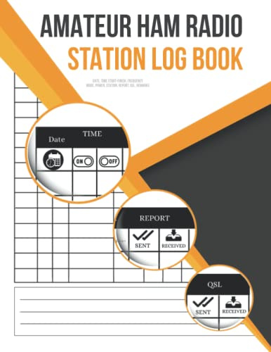 Amateur Ham Radio Station Log Book: Logbook For Ham Radio Operators, for date and time start/finish, frequency, mode, power, station and report