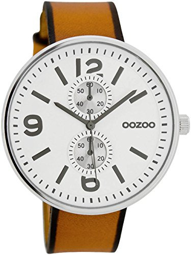 Oozoo Herrenuhr mit Lederband 46 MM Chamois/Braun C7075