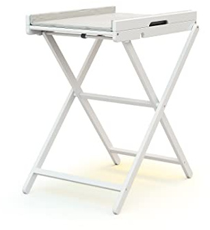 AT4 - ESSENTIEL Weißer klappbarer Wickeltisch | Offene Maße (L x B x H): 78 x 58 x 90,5 cm | Maße zusammengeklappt (L x B x H): 58 x 11,5 x 111,5 cm | PVC-Matratze im Lieferumfang enthalten
