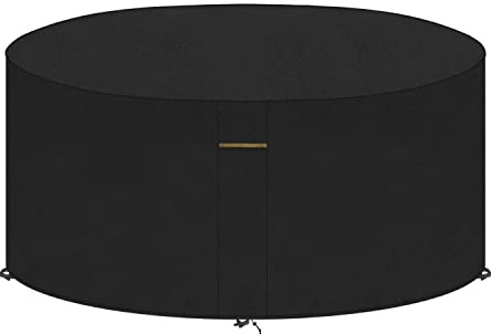 VANSHEIM Funda Impermeable Exterior Funda Mesa Jardín Impermeable Redonda Cubierta de Muebles de Exterior Antipolvo Resistente al Viento Tela para Muebles de Jardin Ø190x80cm