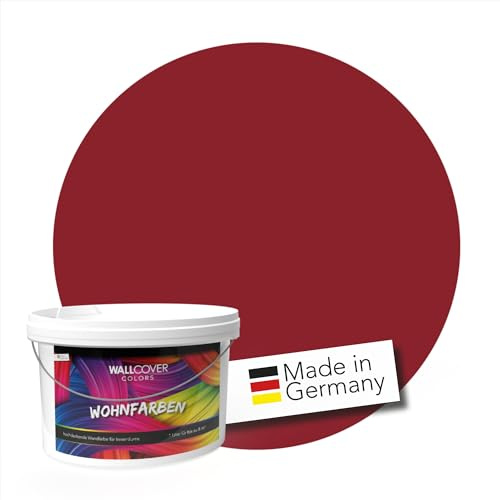WALLCOVER hochwertige Wandfarbe für Innen | Rot | Skandinavisch | 1L für 20m² | Hochdeckende Innenfarbe (Klasse 1) in Schwedenrot Dunkelrot | Profi Qualität aus Deutschland