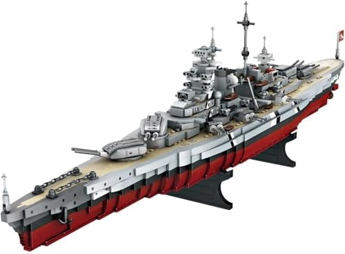 Technik Battleship Bausteine, 2081 Klemmbausteine Modellbausatz Schiff, WW2 Militär Bismarck Klasse Schlachtschiff Modell, Flugzeugträger Kompatibel mit Lego