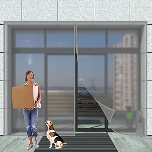 Magnet Fliegengitter Tür 70 x 210 cm, Magnetvorhang Tür, Fliegenvorhang Magnet Balkontür, für Balkontür Wohnzimmer und Terrassentür Ohne Bohren, Grau