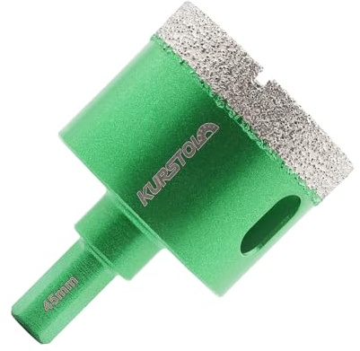 Porcelain Tile Diamond Drill Bits - 1-3/4 (45mm) Dry Diamond Hole Saw Triangle Shank for Ceramic, Marble, Granite Stone
