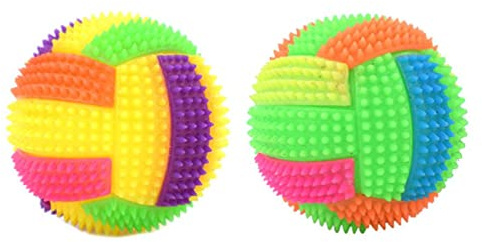 xromtbem Hundespielzeug-Ball, bunt mit leichten Zähnen, Kauspielzeug, quietschende Gummibälle für kleine und große Hunde, stacheliger Hundeball, beleuchtet, quietschend, klein