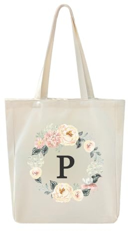 Bolsa de lona, bolsa de regalo personalizada con 26 letras A-Z, bolsa de compras ecológica reutilizable, bolsa de regalo, adecuada para bodas, cumpleaños, eventos, fiestas, vacaciones en la playa.