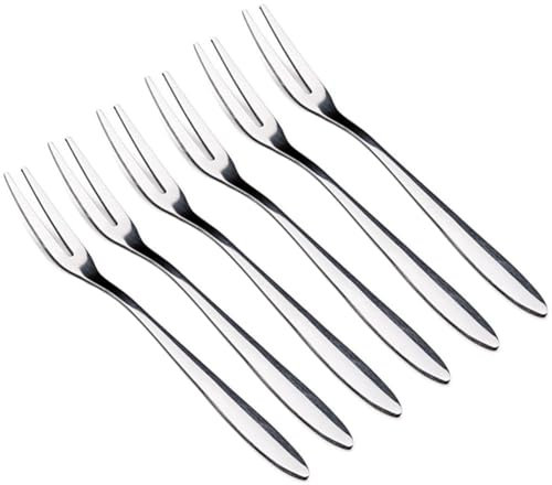 Set di forchette in acciaio inox, per ostriche, crostacei, antipasti, cocktail, insalata, dessert, frutta, forchette per compleanni, matrimoni, feste, viaggi, 6 pezzi