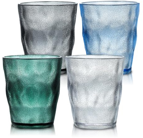 Kunststoffbecher aus Acryl, 220 ml, unzerbrechlich, Acryl-Getränke | Becher mit Gletschermuster, Cocktailgläser, Saft, Wein, Bier für Picknick, Camping, Partys