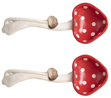 Soulnioi Niedliche Pilzlöffel, Keramik-Suppenlöffel für Dessert, Frühstück, Suppe, 2 Stück