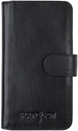 HANS/SON Étui de protection en cuir - Avec compartiments pour cartes - iPhone 15 Pro - Cuir véritable - 6,12 - Fin - Résistant aux chocs - Étui 2 en 1 - Étui de cartes de crédit - Chargement sans fil