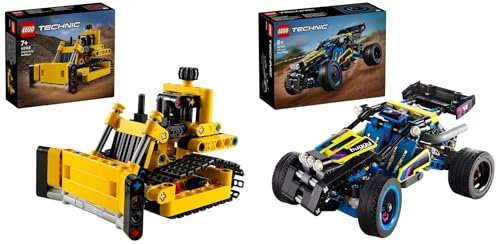 LEGO Technic Off-Road Race Buggy, Car Vehicle Toy for Boys and Girls aged 8 Plus Years Old & Technic Heavy-Duty Bulldozer Set, Construction Vehicle Toy for Kids