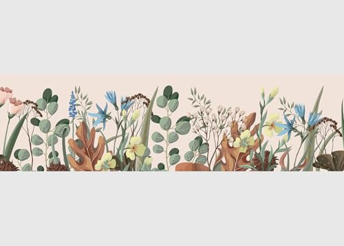 AG Design Bordura Autoadesiva Botanica Delicata, AWB 8256 | Decorazione Impermeabile per Pareti, Mobili, Carte da Parati, Rivestimenti Murali, Pellicola | Larghezza 500 cm x Altezza 13,8 cm