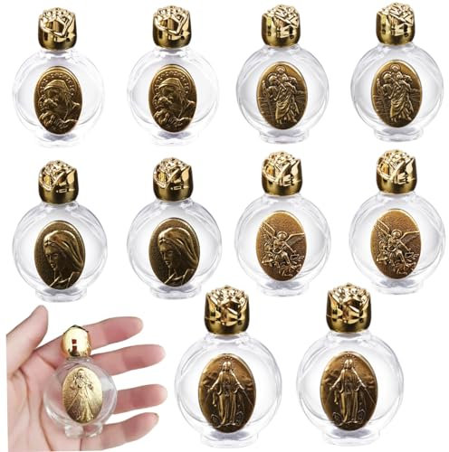Botella de agua bendita, 10 unidades, recipiente de agua bendita en relieve, vidrio vacío, rociador de agua bendita, frasco de agua bendita cristiana para regalo religioso, decoración de boda en el ho