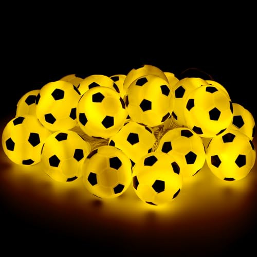 3M Fußball Lichterkette 20LED Batteriebetrieben, Fußball Deko Lichterketten | lichterkette kinderzimmer, Fußball Lichterketten Innen für Globe Design für Themenparty, Weihnachten, Party Deko