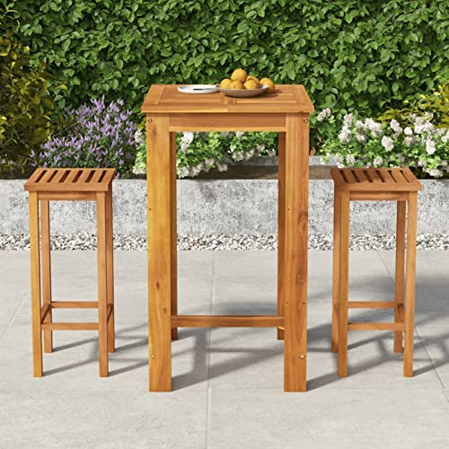 Rantry 3-TLG. Gartenbar-Set Bartisch Barstuhl Stehtisch Theke Bar Tresen Gartentheke Barhocker Gartentisch Gartenmöbel Set Essgruppe Sitzgruppe Gartenset Massivholz Akazie