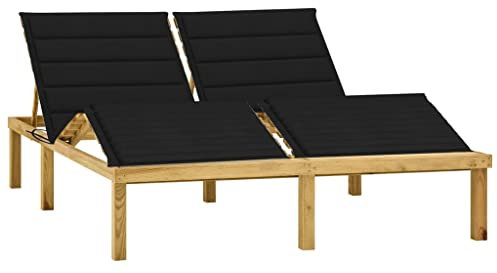 Doppelter Loungesessel mit grünen Kissen aus imprägniertem Kiefernholz – 200 x 138 x 77 cm – Loungesessel – Loungesessel – Campingstuhl – Entspannungssessel – Gartenstuhl – Schaukelstuhl