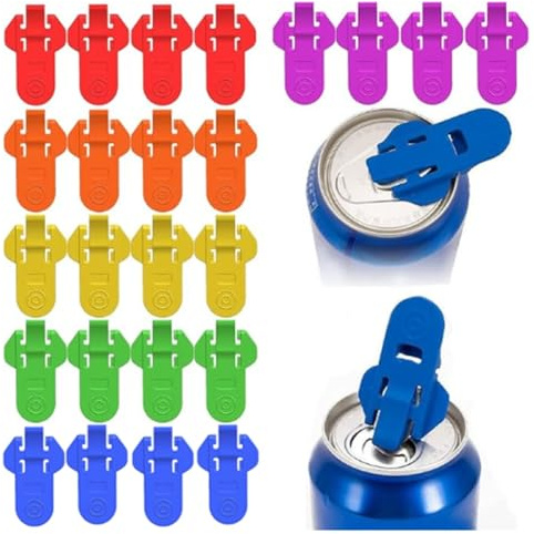 Rordigo 24-Piece Manual Easy Can Opener, Colourful Drink Can Protective Lid, Leak-proof Top Ring Opener Tool for Cola Tab