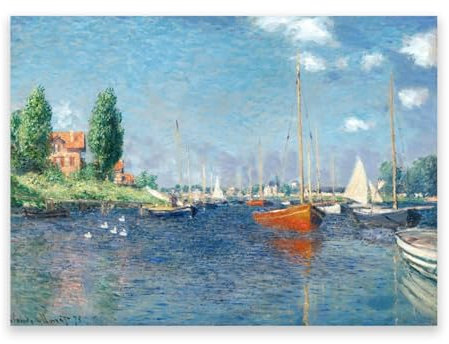 RYLJCZ Reproduktion von Monet-Ölgemälden – Rote Boote –Vintage Landschaftskunstdruck – Leinwand-Wandkunst für Heim- und Bürodekorationen, 30 x 42 cm (11,8 x 16,5), rahmenlos