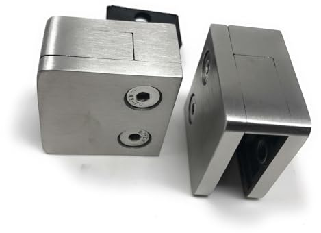 2x Glashalter Glasklemmen Abstandhalter Klemmhalter - 45 x 45 x 28 mm Anschluss: Flach für Glas 8 mm mit Gummie Glasklemmhalter Glasplattenhalter für Geländer Treppengeländer aus Edelstahl V2A