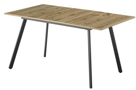B&D home Esstisch MARA, ausziehbar 120-160x80 cm 4-6 Personen Küchentisch Holztisch mit Metallgestell für Esszimmer, Küche, skandinavisch modern Design, Eiche Optik, 11201-FS-EIFS