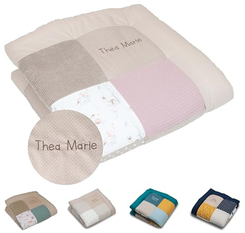 ULLENBOOM personalisierbare Krabbeldecke für Baby 100x100 cm - Dick & weich | Perfekt als Geschenk, Außenmaterial: 100% Baumwolle, OEKO-TEX zertifiziert, Made in EU, Individuell angefertigt