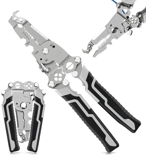 AllisWay Spellacavi, Spelafili Elettricista, Pinza Elettricista, 18 in 1 Pinza Elettricista Multifunzione, Può Essere Usato per Stripping, Taglio, Smontaggio, ecc, Pieghevole