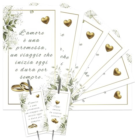 NAÏZAYA Promessa di Matrimonio Gadget - 70 Biglietti per Scintille Luminose Eleganti - Decorazioni Matrimonio Originali (Scintille NON Incluse)