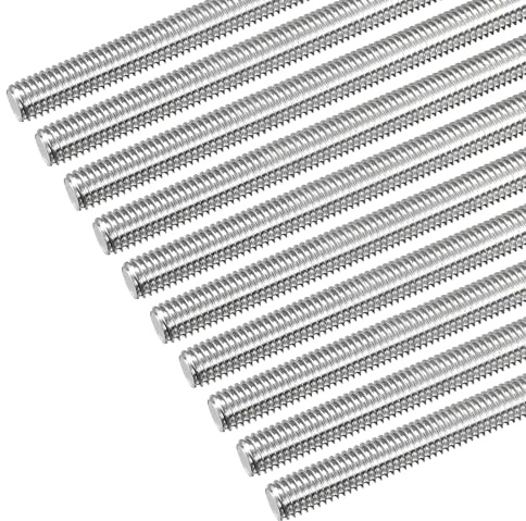 QUARKZMAN 10 stycken gängstänger M8 x 400 mm helt gängad stång 304 rostfritt stål V2A gängstänger A2 metrisk gängbultar VA gängstång högergänga gängstift