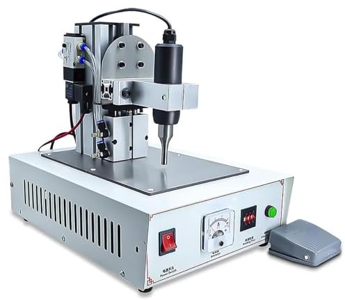 Saldatrice ad ultrasuoni per plastica da 1200 W - Saldatrice pneumatica 35 Khz con pedale, cursore su binario, taglio elettromagnetico automatico per rivettatura e saldatura a punti - Design portatile
