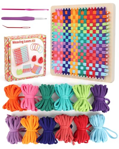 Coopay Weaving Loom Kit, Wooden Topflappen Loom Kit with 192 Weaving Loops, Step by Step Instruction, Art and Crafts for Adults, Ideal Gift | Strickwebstühle mit 192 Webschlaufen, Kunst für Anfänger und Handwerk für Erwachsene, ideales Geschenk