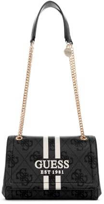 GUESS Noelle II Convertible Xbody Flap Bag Coal Logo