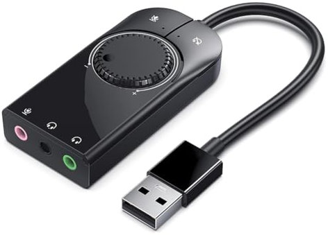 Vocdikficy Scheda Audio Interfaccia Audio USB Adattatore Audio Esterno per Microfono da 3,5 mm Soundcard per PC Cuffie Adattatore Audio USB