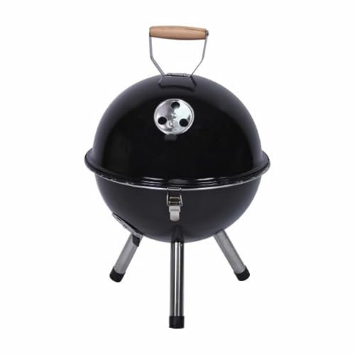 Nexos - BBQ Minigrill Kugelgrill Ø 29 cm – Kompakt-Holzkohlegrill mit Deckel & Rost – Rundgrill für Garten, Camping, Festival, Balkon – Schwarz – tragbar & leicht